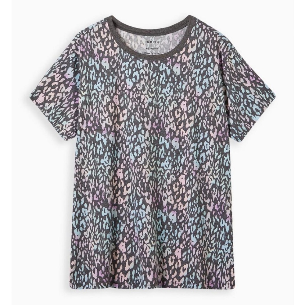 Torrid Multicolor Leopard Print Relaxed Fit Signature Jersey Shirt Top